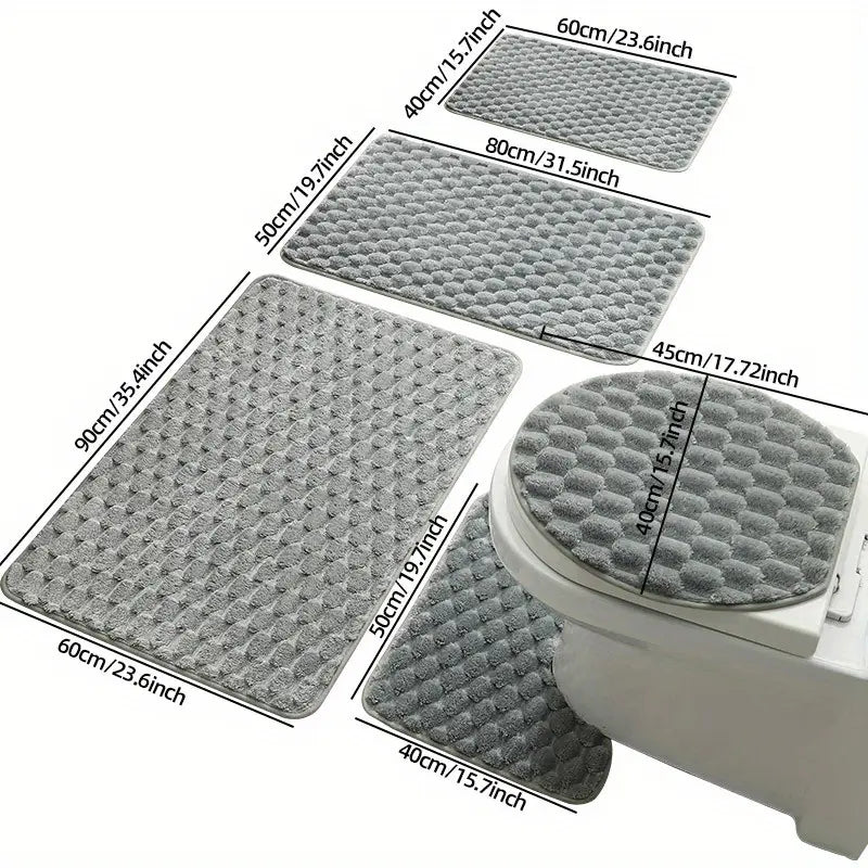 5pcs plush bathroom mat set