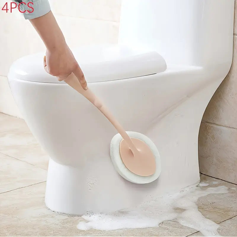 4pcs Bathroom Long Handle Sponge Brush Set