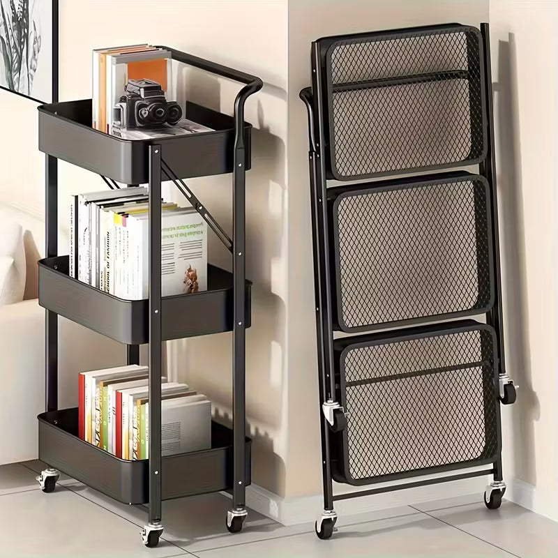 Versatile Rolling Storage Cart With Wheels - Carbon Steel