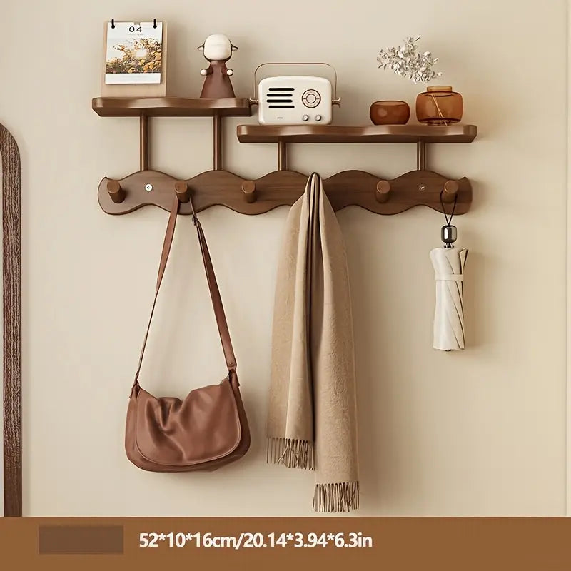Bamboo Wall-Mounted Coat Rack with Hooks