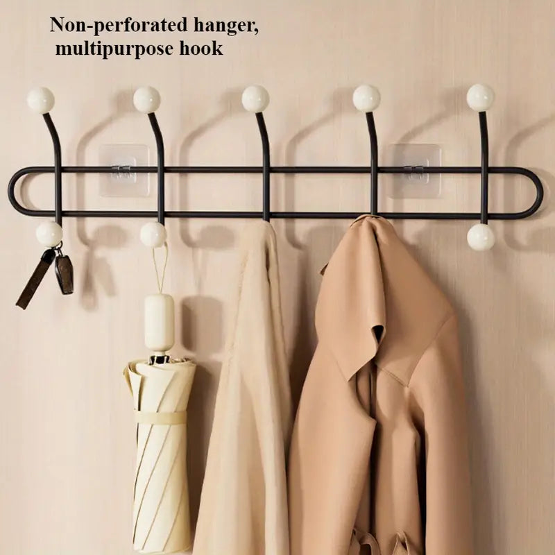 A 7pcs Wall Hook Rack Without Nails Featuring 12 Hooks