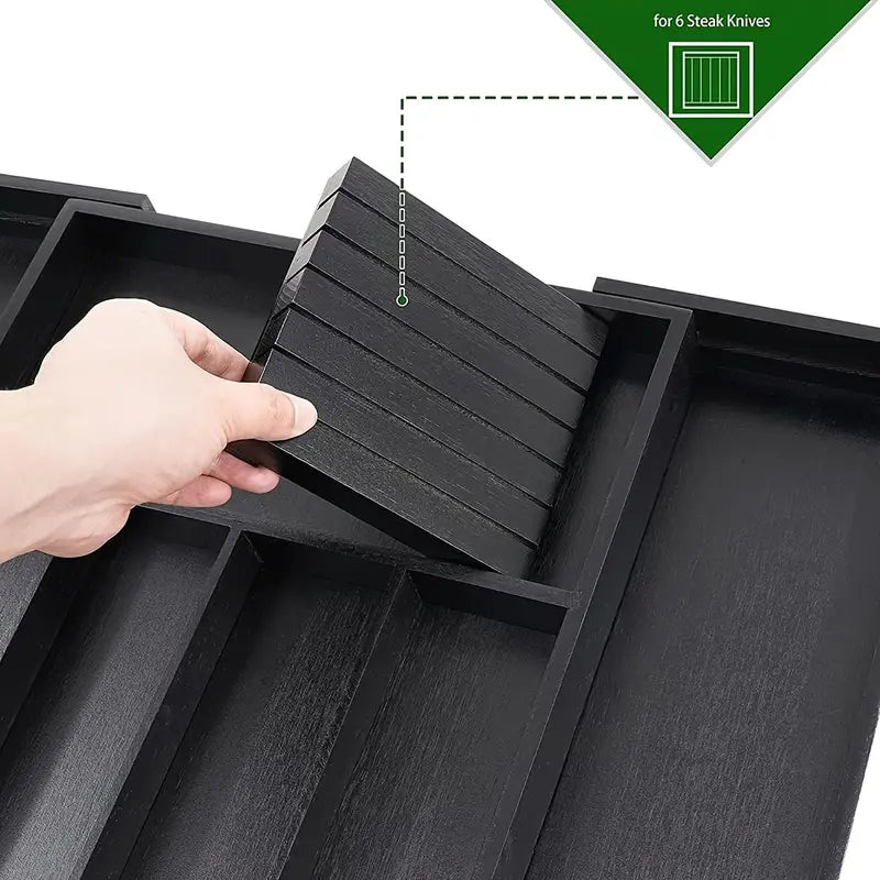 Expandable Bamboo Drawer Storage Box for Cutlery Holder