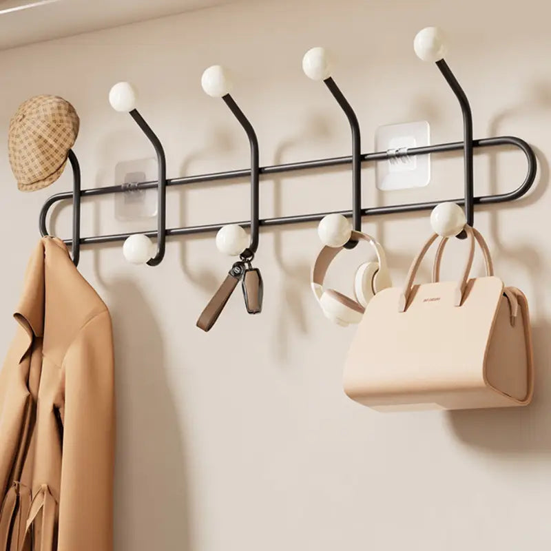 A 7pcs Wall Hook Rack Without Nails Featuring 12 Hooks