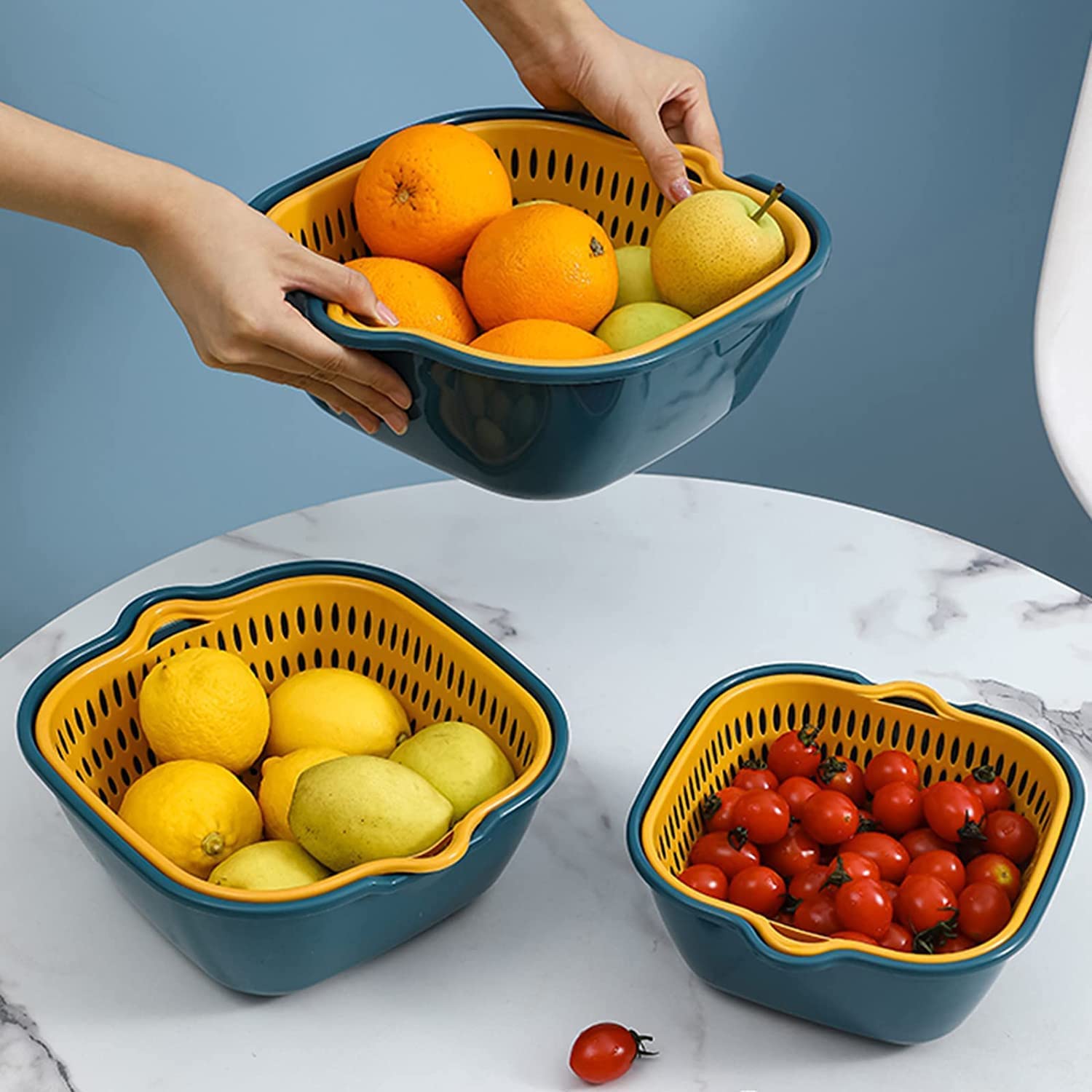 REYSUN Pieces Drain Colander Set, 2 in 1