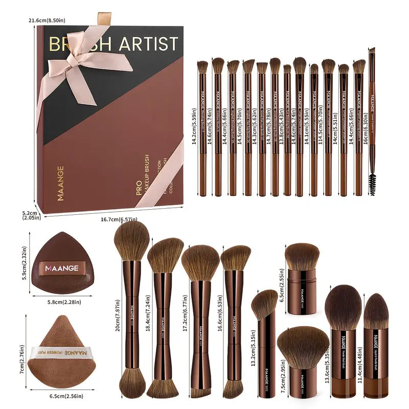 MAANGE 22pcs Aluminum Tube Makeup Brush