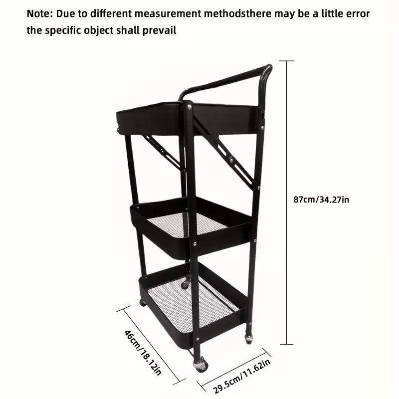 Versatile Rolling Storage Cart With Wheels - Carbon Steel