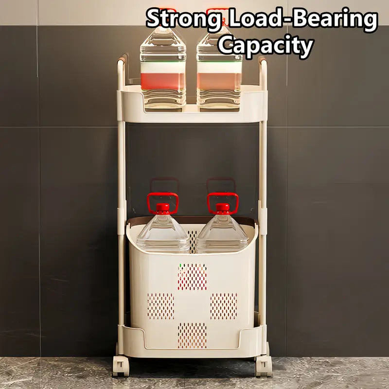 3-Tier Rolling Storage Rack with Wheels - Heavy-Duty Bathroom Organizer