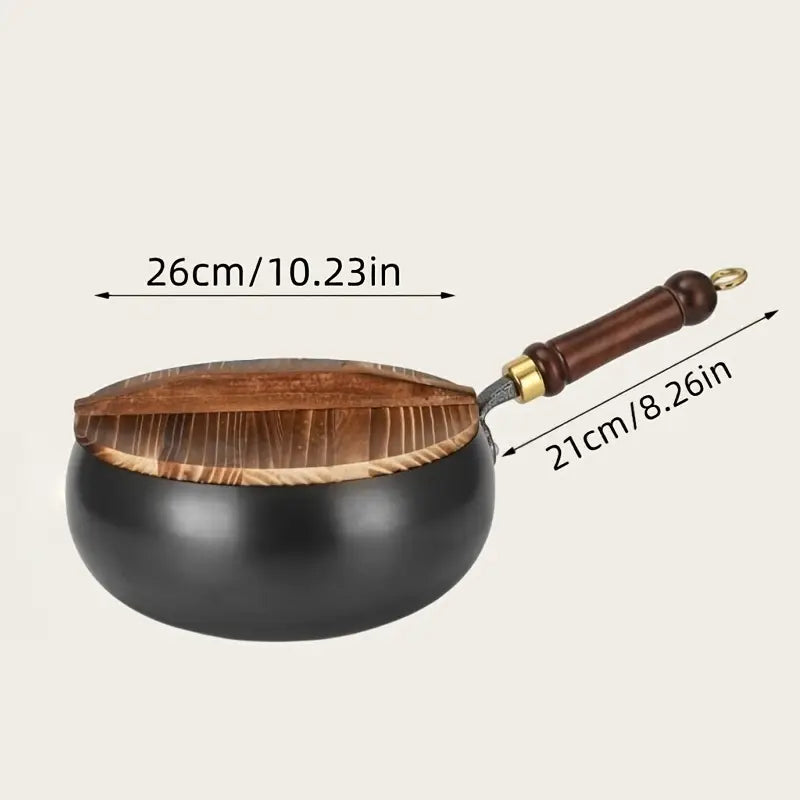 Large Cast Iron Wok with Lid - Heavy-Duty Deep Searing Pan