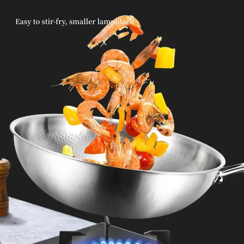 Premium Stainless Steel 1pc Wok with Titanium Coating