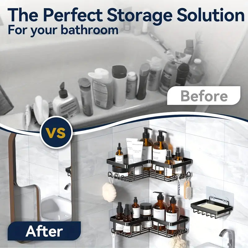 3-in-1 Design, 5-Tier Stainless Steel Shower Caddy with Soap Dish