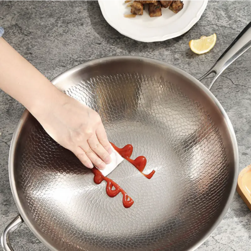 Premium Stainless Steel 1pc Wok with Titanium Coating