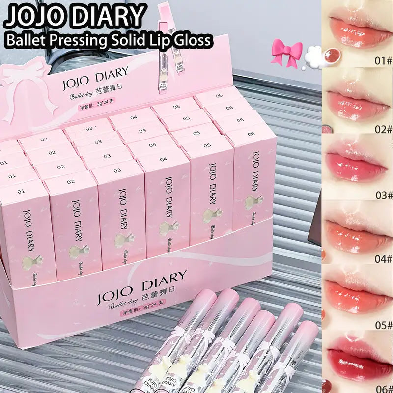 24pcs JOJO DIARY Ballet Press-On Lip Gloss - Moisturizing &amp; Water-Infused,