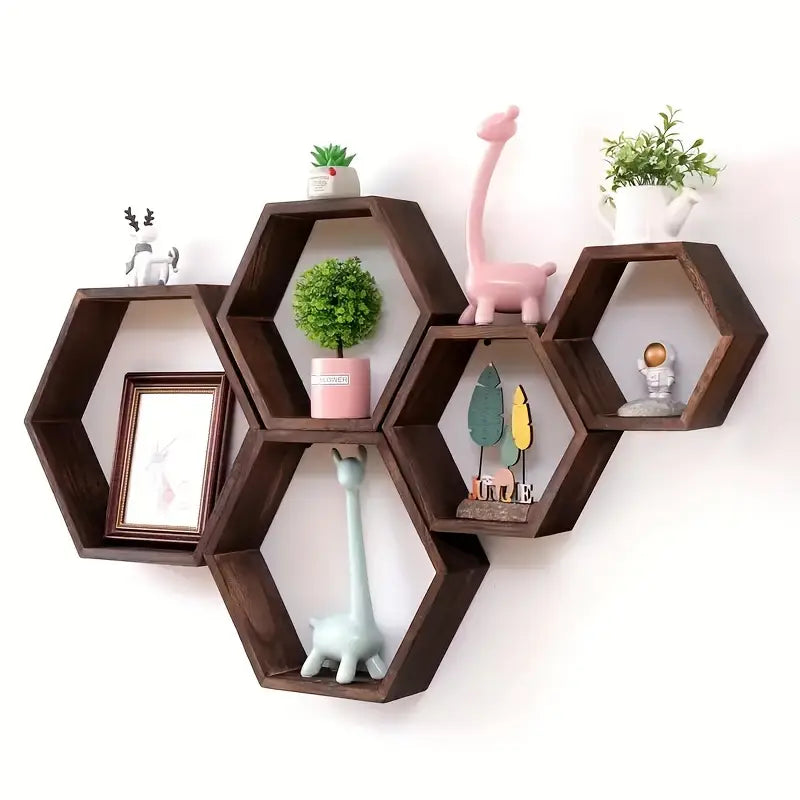 6pcs Hexagonal Floating Shelves Set