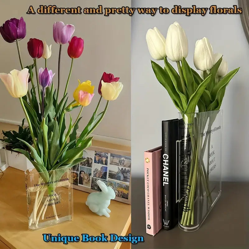 Unique Acrylic Book-Shaped Vase for Home Decor