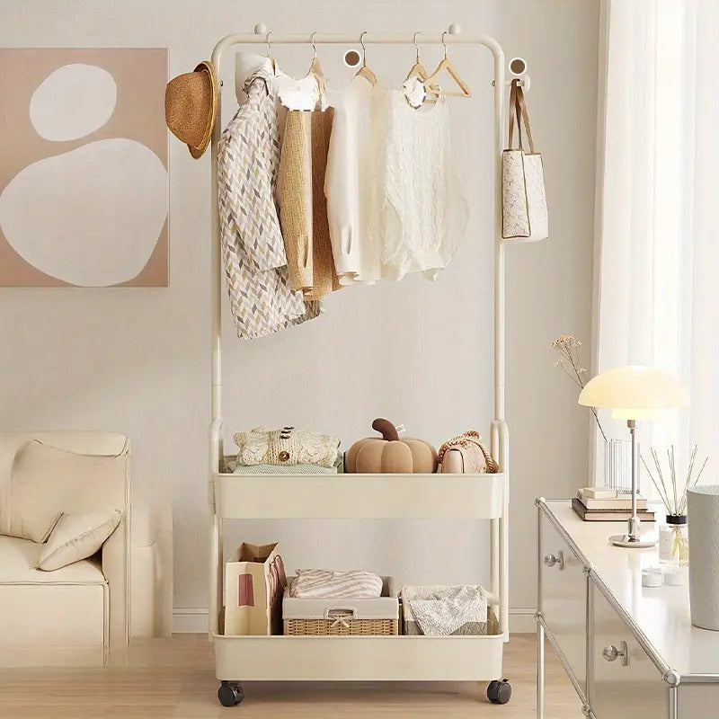 1pc Metal Clothes Rack with Polished Finish