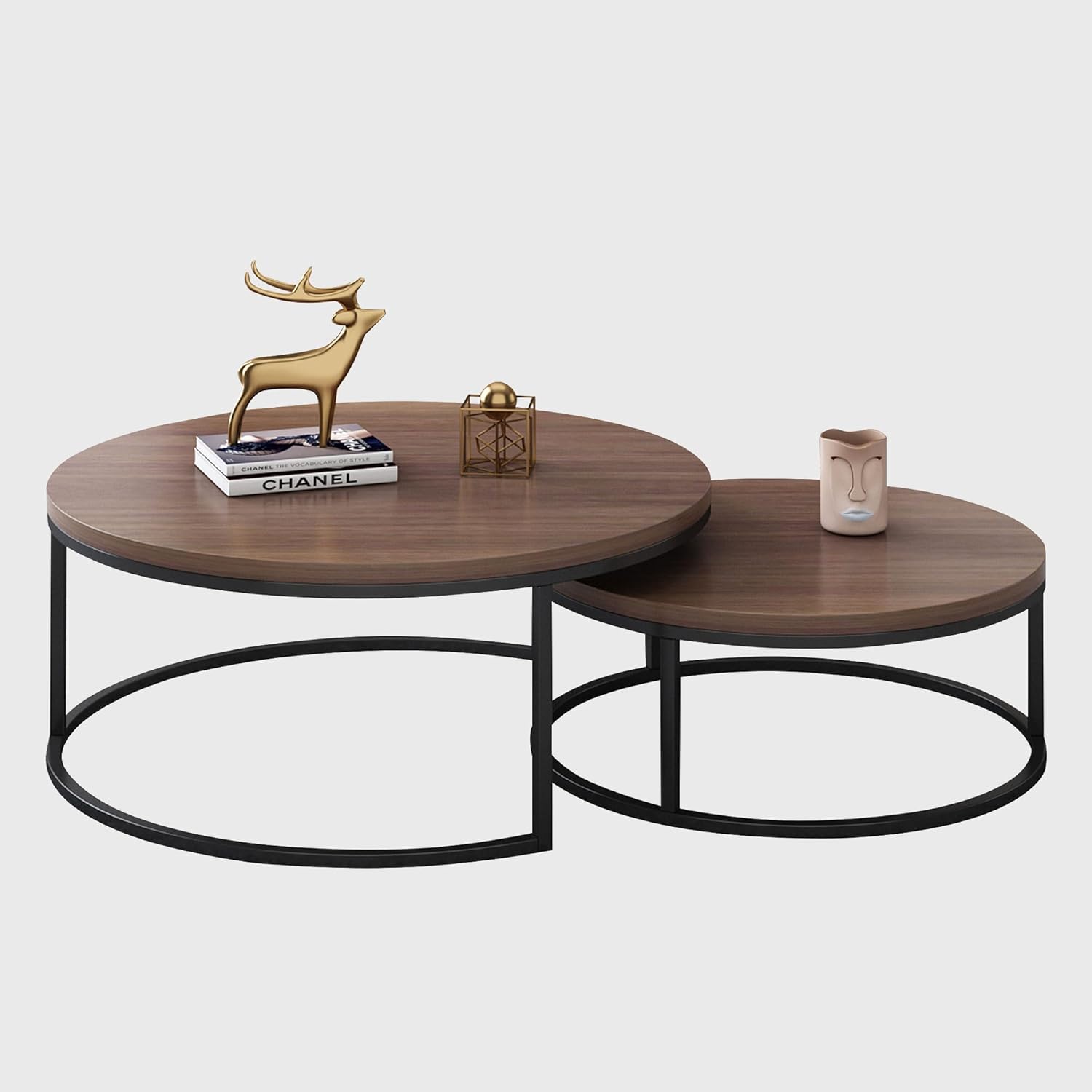 2-Piece Round Coffee Table Set Modern Small Coffee