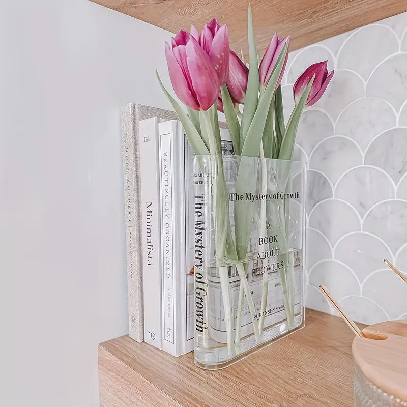Unique Acrylic Book-Shaped Vase for Home Decor