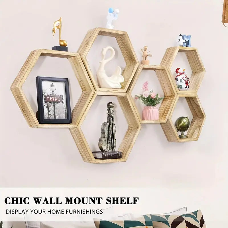 6pcs Hexagonal Floating Shelves Set