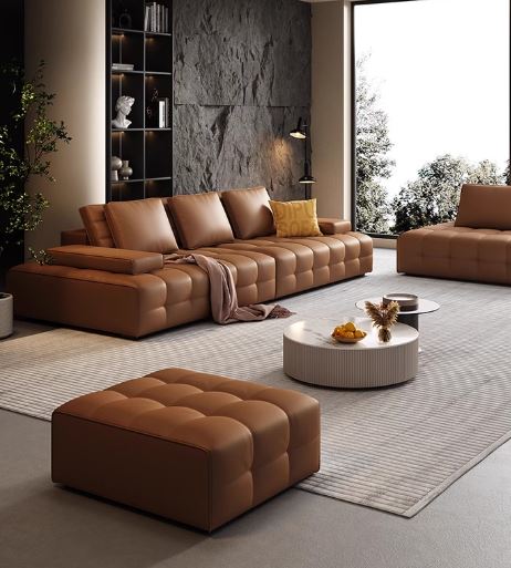 Italian genuine leather living room