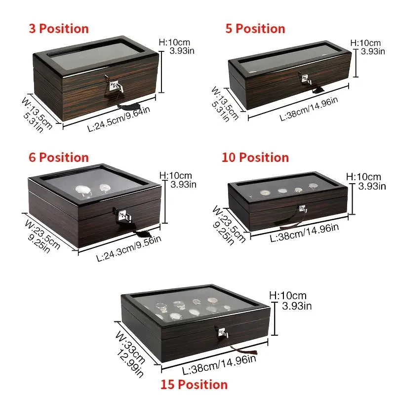 Luxury Black Wooden Watch and Jewelry Storage Box