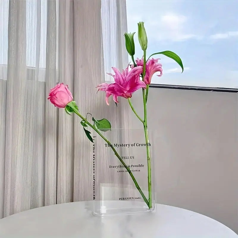 Unique Acrylic Book-Shaped Vase for Home Decor