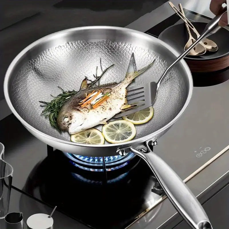 Premium Stainless Steel 1pc Wok with Titanium Coating