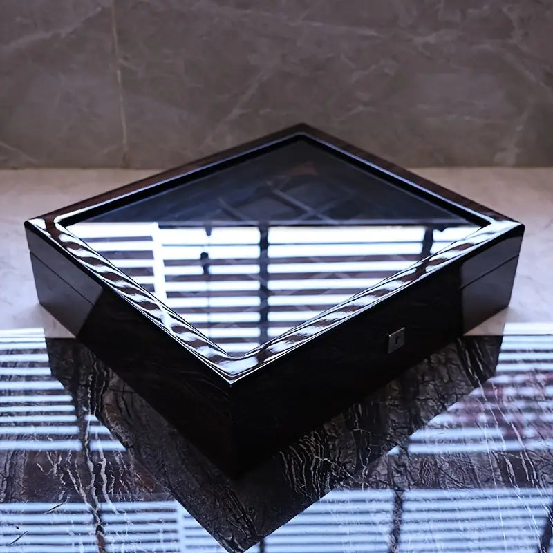 Luxury Black Wooden Watch and Jewelry Storage Box