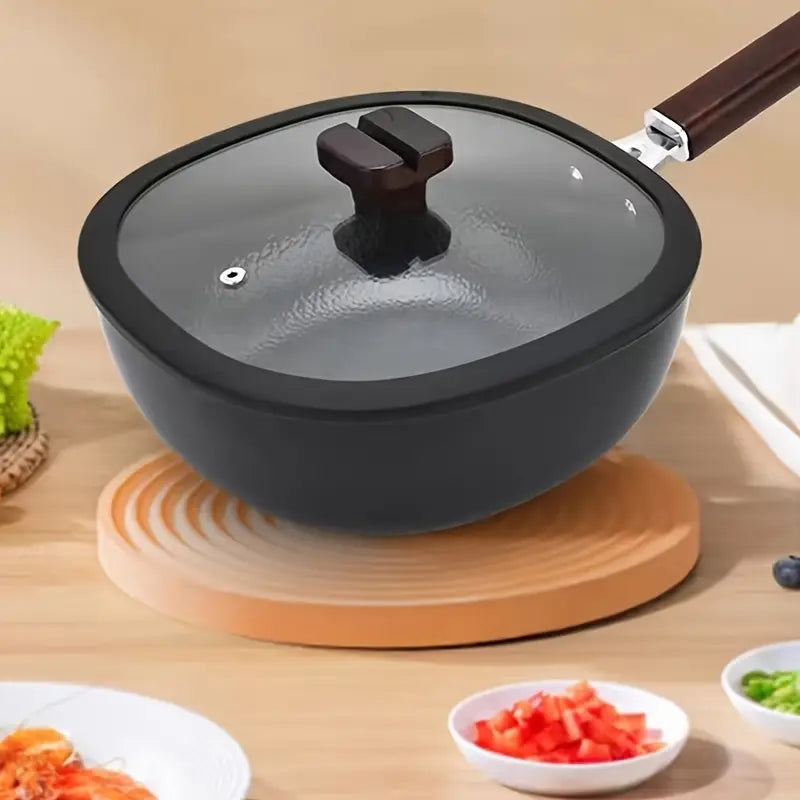 1pc BLX GREEN Heavy-Duty 24cm/9.5" Square Frying Pan with Lid
