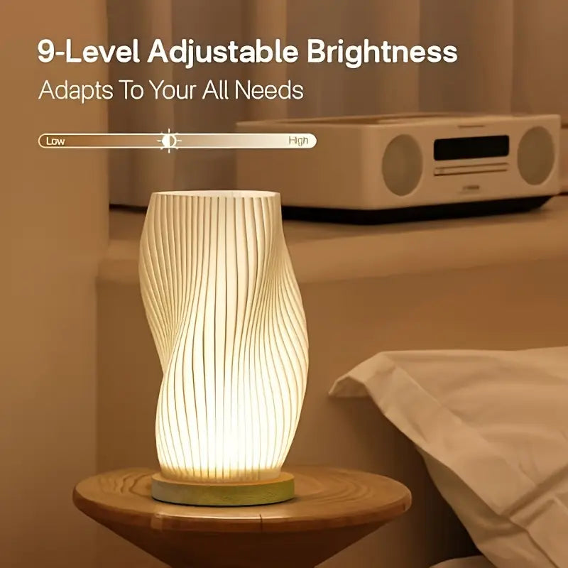1pc Bedside Lamp with Wooden Base