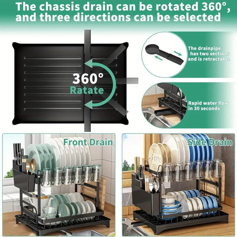 2 Tier Stainless Steel Dish Drying Rack