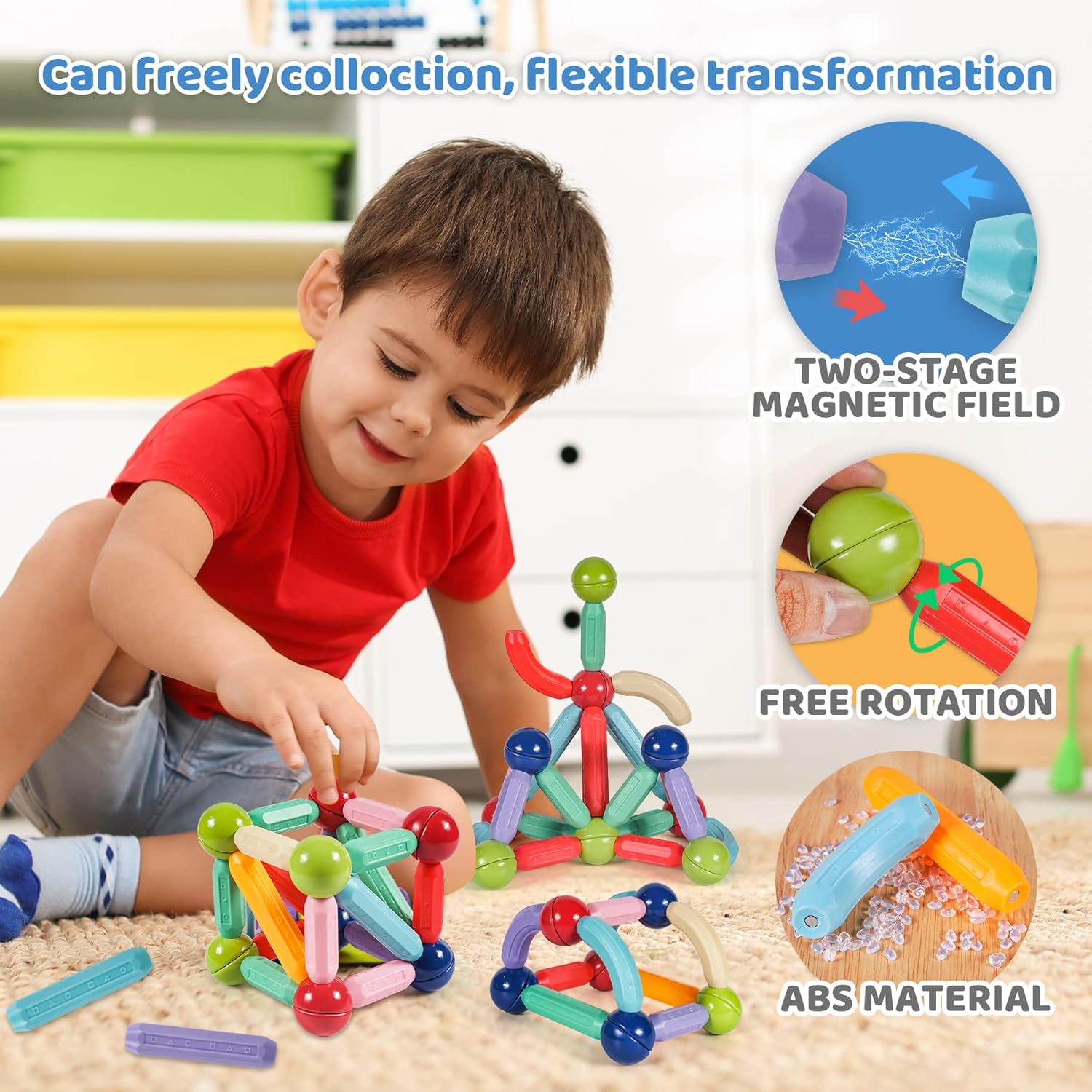 Magnetic Balls and Rods Set Magnetic Building Blocks Toys