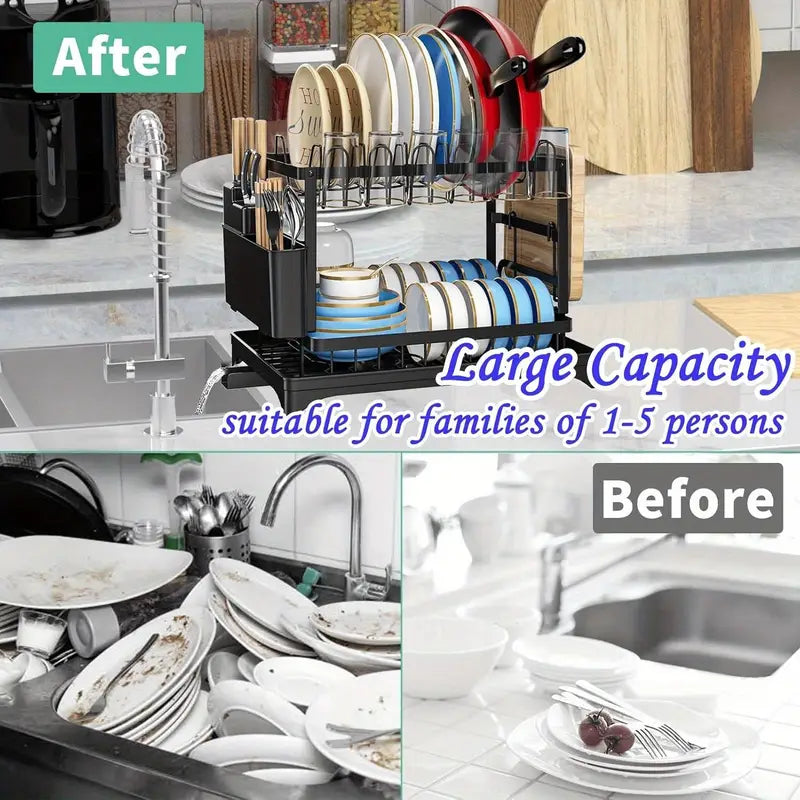 2 Tier Stainless Steel Dish Drying Rack