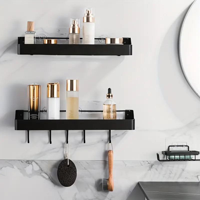 3-Tier Black Wrought Iron Wall-Mounted Bathroom