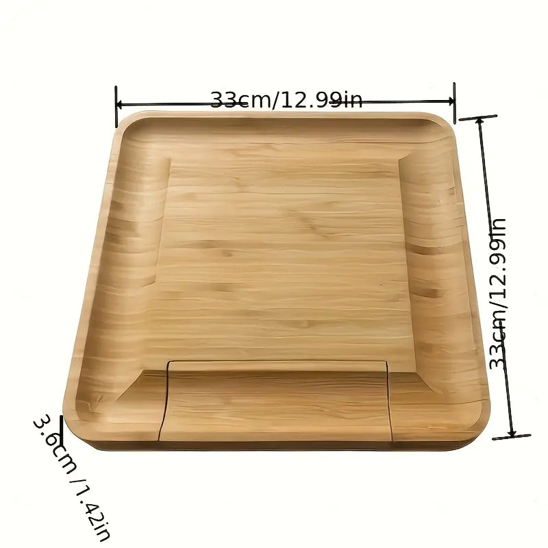 Bamboo Charcuterie Platter & Cheese Serving Tray with Slide-Out Drawer