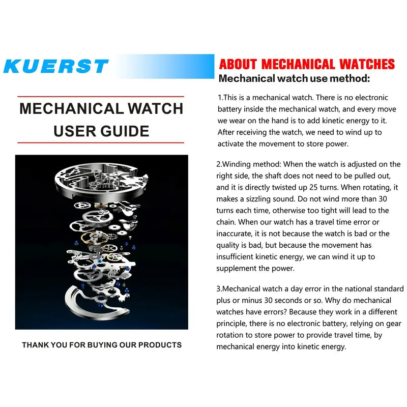 1pc KUERST Men'S Mechanical Self-Winding Watch
