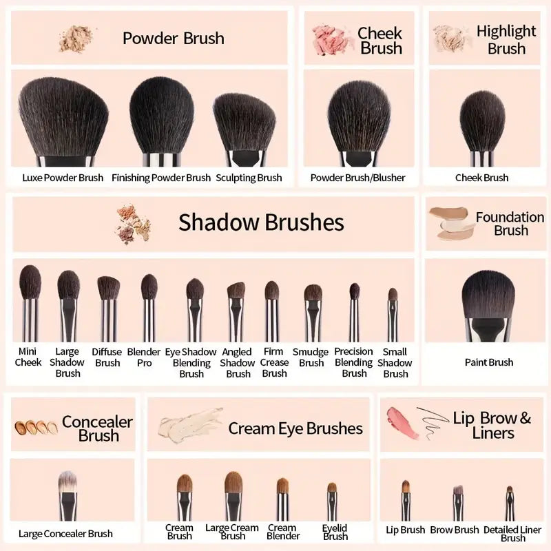 OVW 24pcs Premium Natural Goat Hair Cosmetic