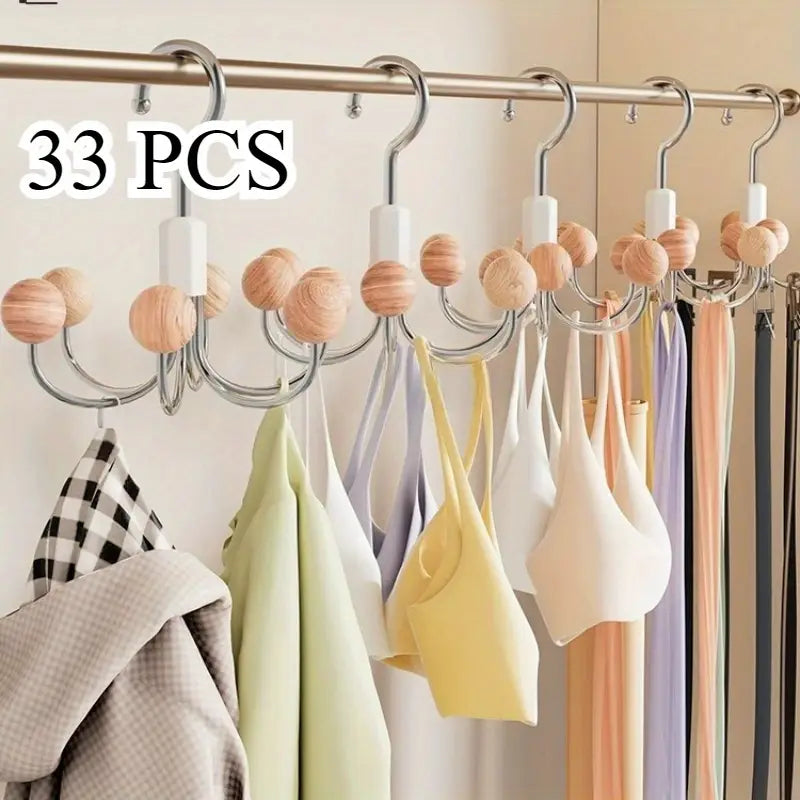 33pcs Metal Bra & Underwear Hangers with Solid Wood Hooks