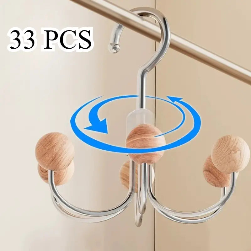 33pcs Metal Bra & Underwear Hangers with Solid Wood Hooks
