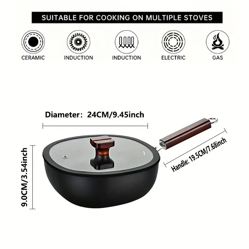 1pc BLX GREEN Heavy-Duty 24cm/9.5" Square Frying Pan with Lid