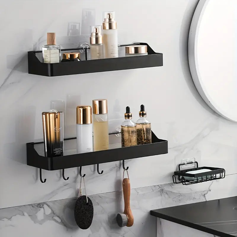 3-Tier Black Wrought Iron Wall-Mounted Bathroom