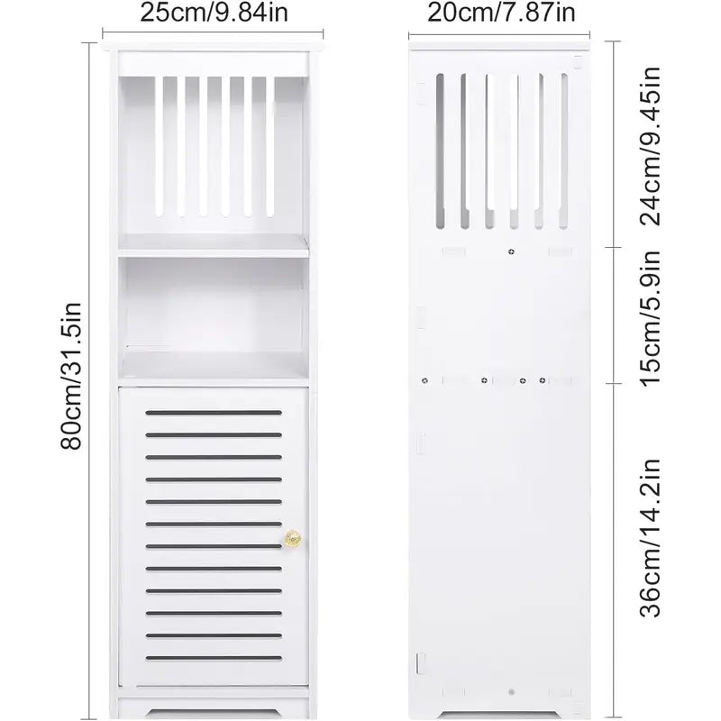 Modern White Waterproof Bathroom Cabinet with Two-Tier Shelves