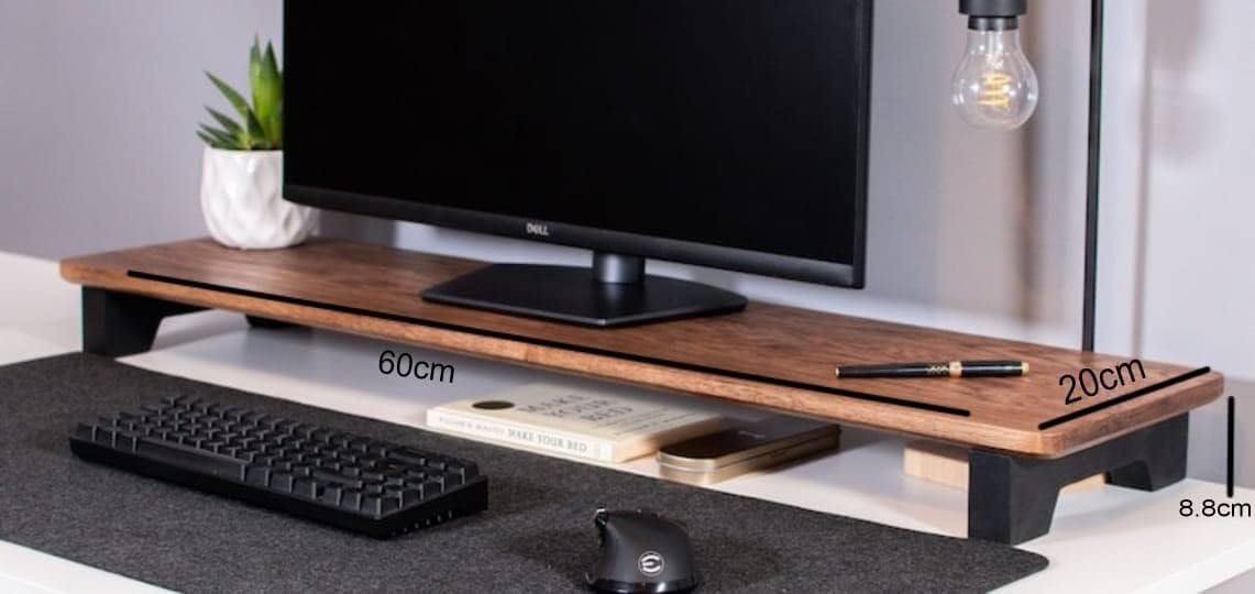 Carpentry Tall Wood Desktop Monitor Stand with Legs