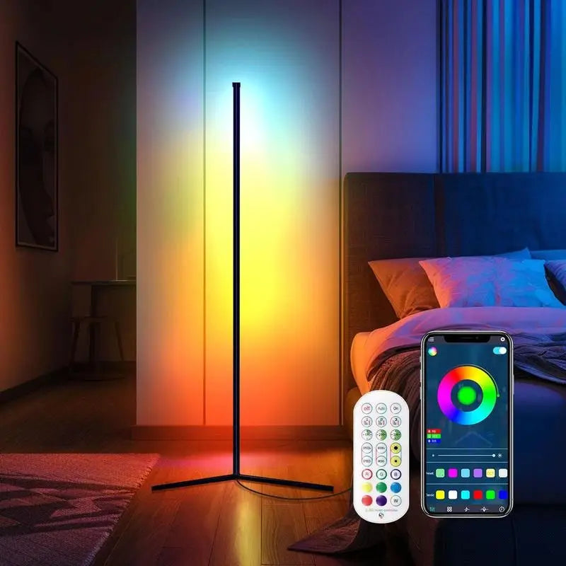 2pcs Smart RGB LED Corner Floor Lamp with App &amp; Remote Control