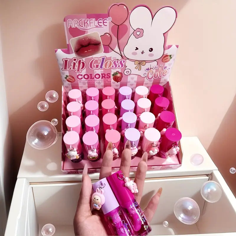 24pcs Japanese Kawaii Lip Gloss &amp; Lip Gloss Lipstick Collection Set