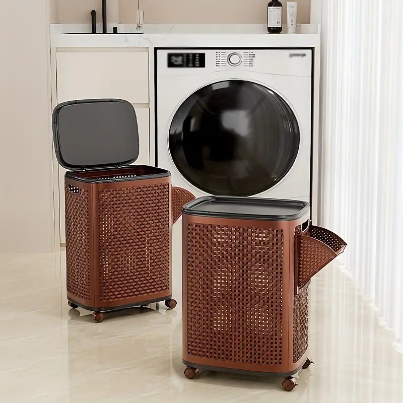 Life Declaration 76.01 L Large Capacity Laundry Hamper with Wheels and Breathable Lid
