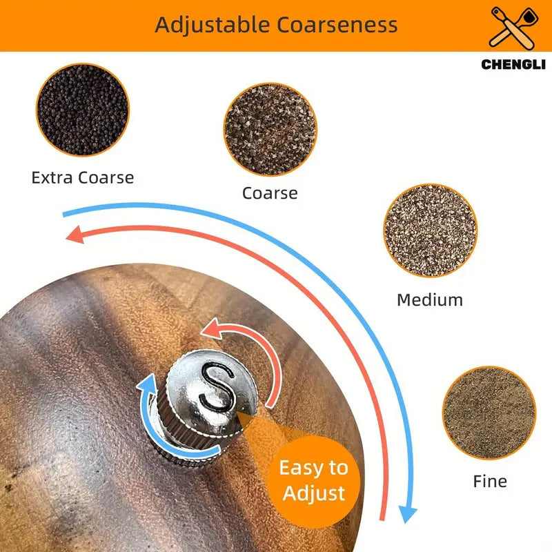 4-Piece Acacia Wood Salt and Pepper Grinder Set