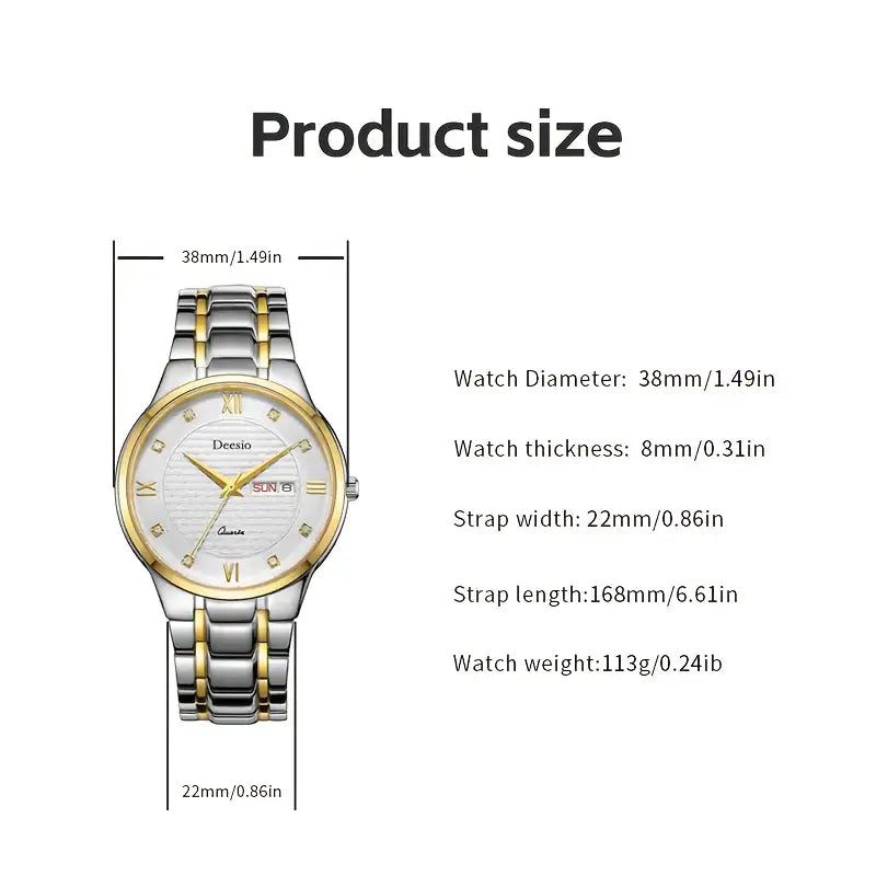 Deesio Men's Luxury Steel Quartz Analog Watch