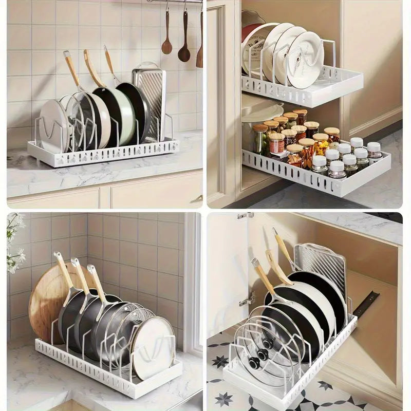 1pc Kitchen Utensil and Frying Pan Storage Rack