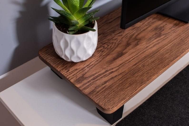 Carpentry Tall Wood Desktop Monitor Stand with Legs