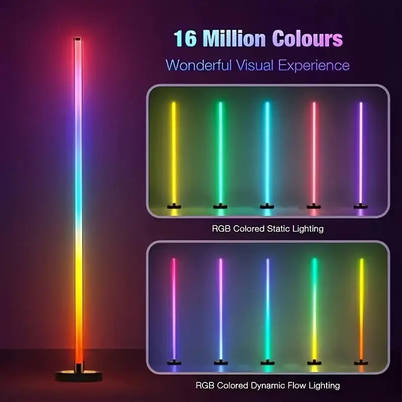 2pcs Smart RGB LED Corner Floor Lamp with App &amp; Remote Control